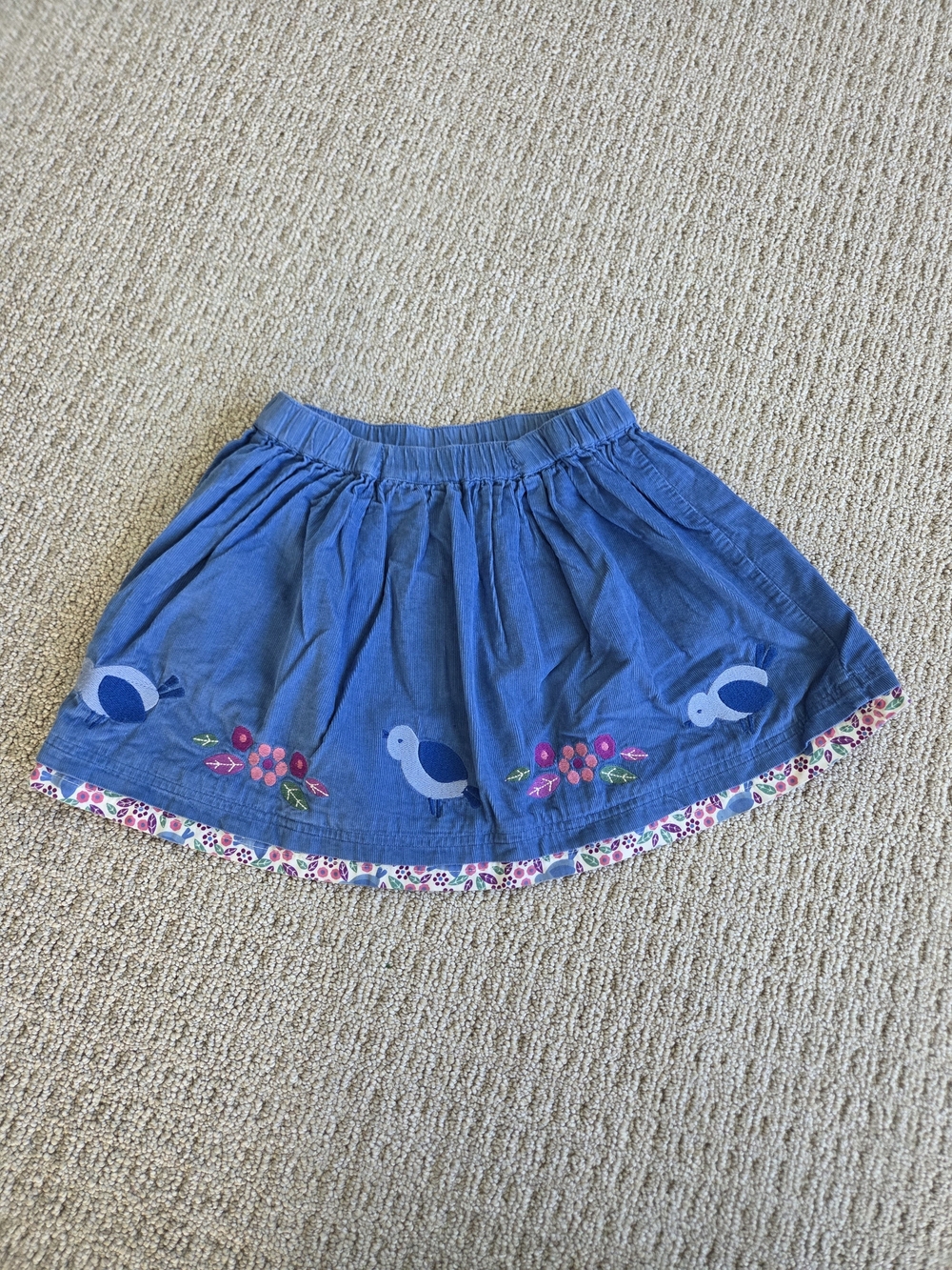 Jojo Maman Bebe Corduroy Embroidered Bird and Flower Skirt